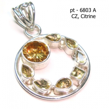 Unique design 925 sterling silver sunshine yellow citrine pendant jewelry